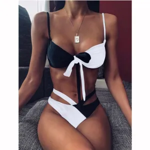 2020 Sexy Women High Waist Bikini Swimsuit Bandeau Thong Brazilian Bikini Set