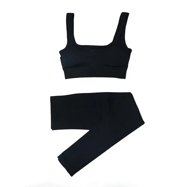 2/4Pcs Women's Tracksuit - Ribbed Seamless Yoga Set