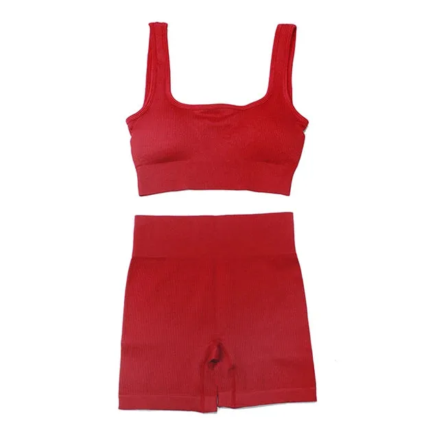 2/4Pcs Women's Tracksuit - Ribbed Seamless Yoga Set