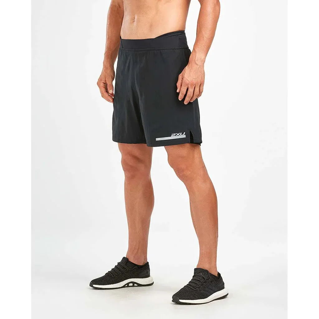 2XU Run 2in1 Compression 7Inch Shorts, Herren, Black/Silver