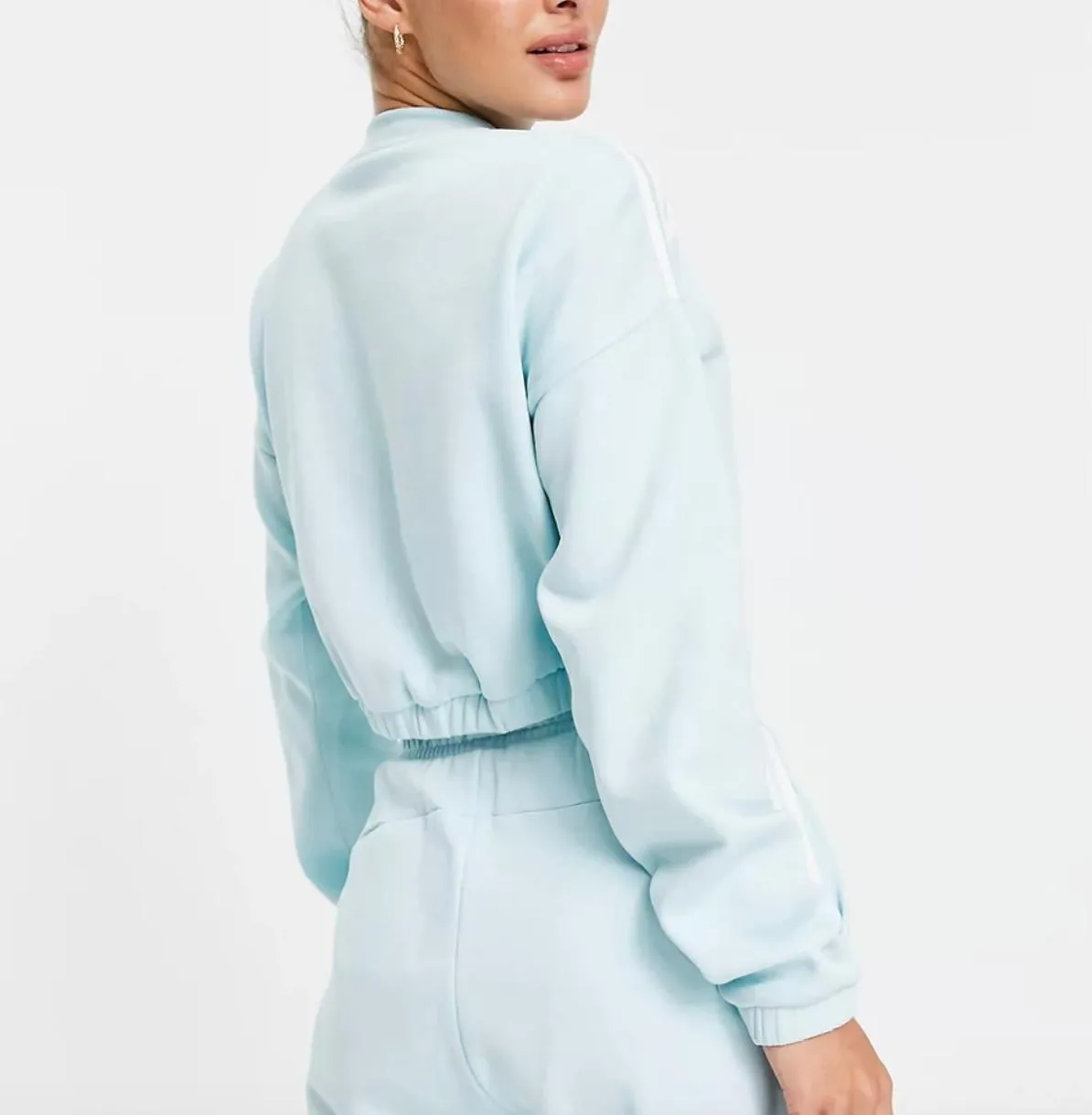 adidas Training Womens Cropped Three Stripes Mint Sweatshirt Size L (New)