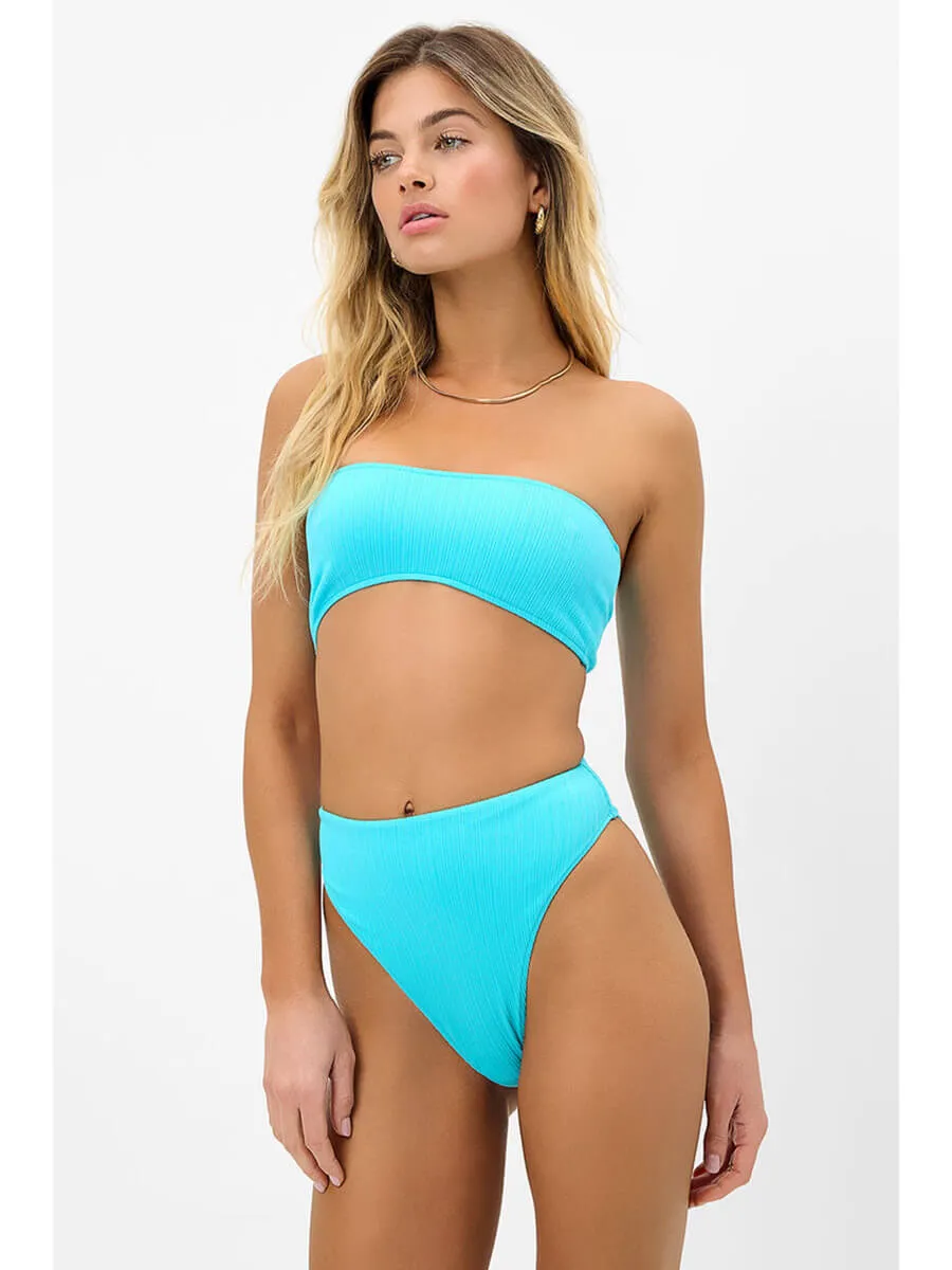 Anne High Waisted Plisse Bottom in Aquamarine