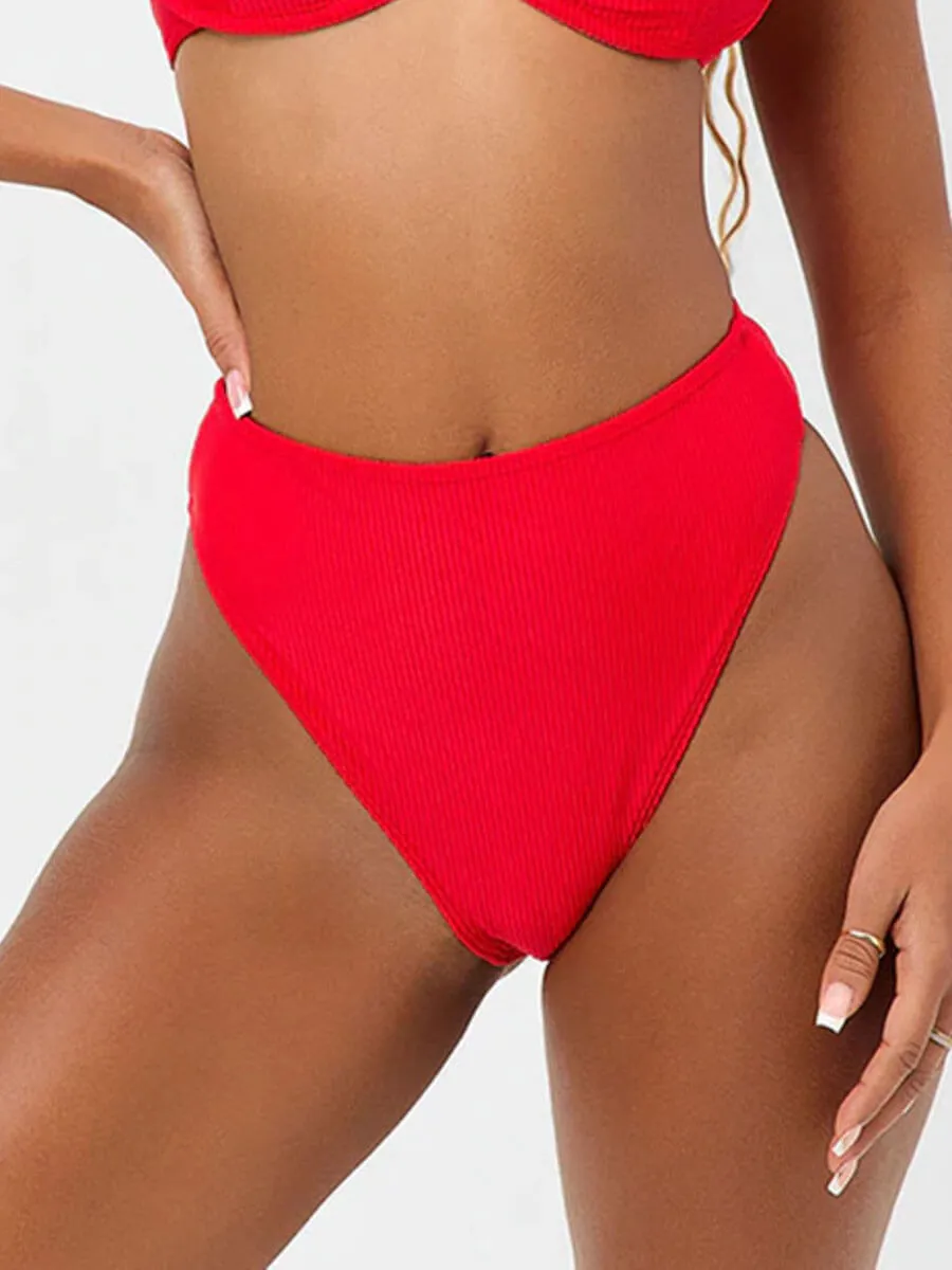 Anne High Waisted Ribbed Bottom In Grenadine