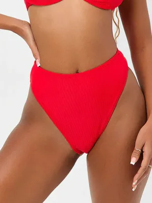 Anne High Waisted Ribbed Bottom In Grenadine