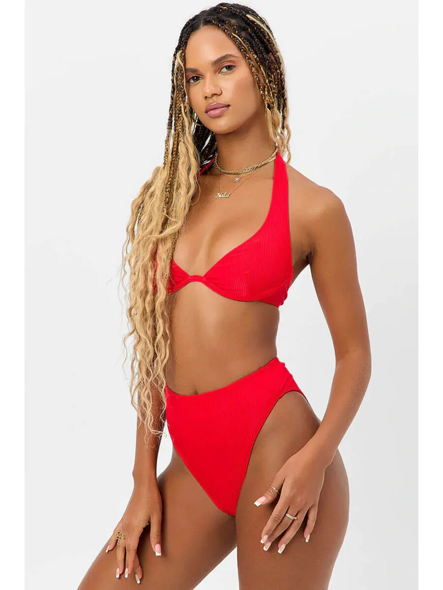 Anne High Waisted Ribbed Bottom In Grenadine