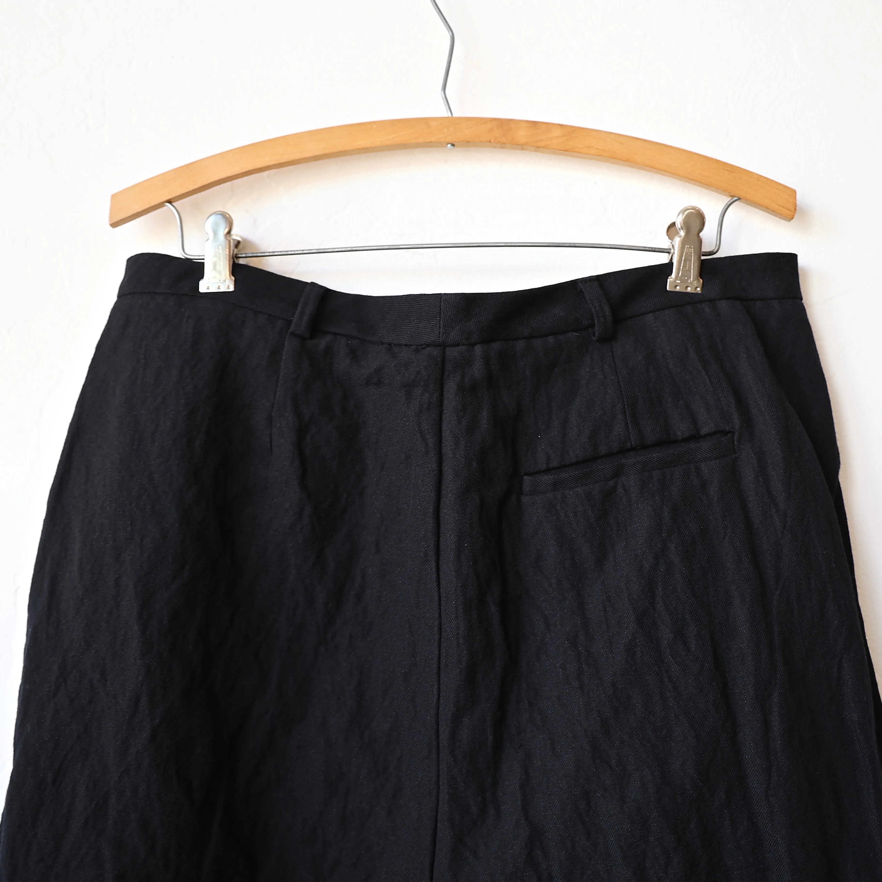 Apuntob Pleated Trousers - Black Cotton/Wool
