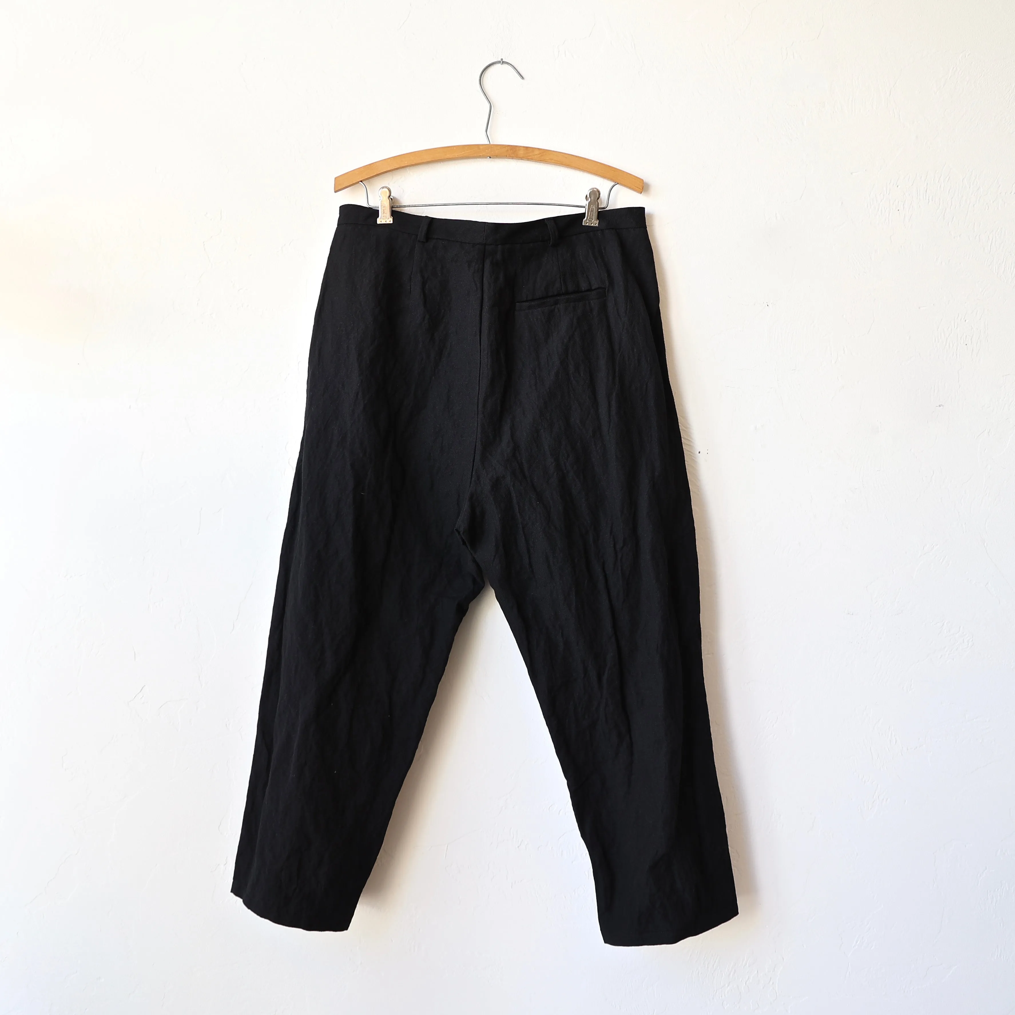 Apuntob Pleated Trousers - Black Cotton/Wool