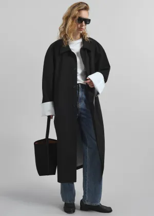 Arlise Oversized Trench Coat - Black