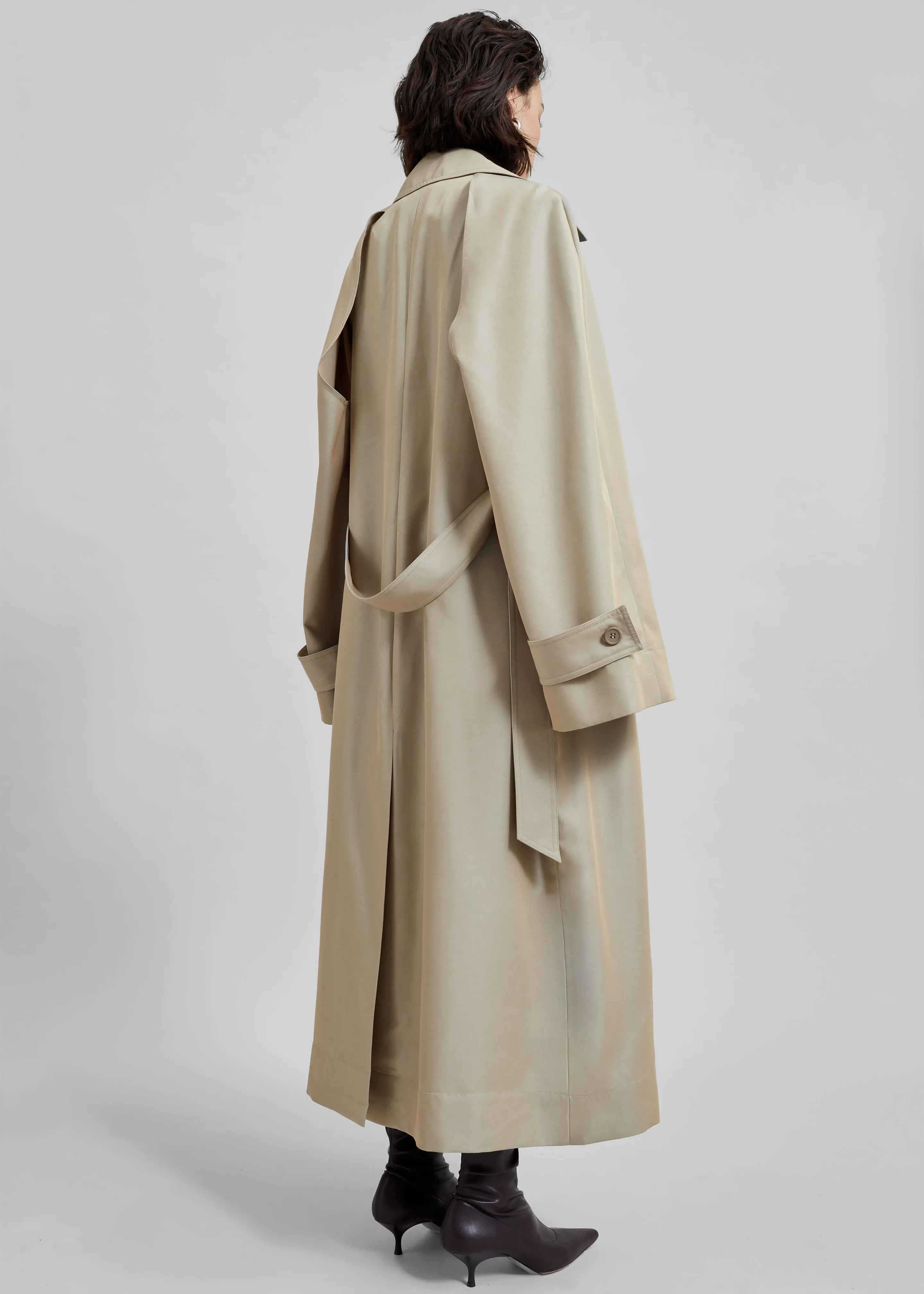 Astoria Cut-Out Raglan Sleeve Trench Coat - Beige