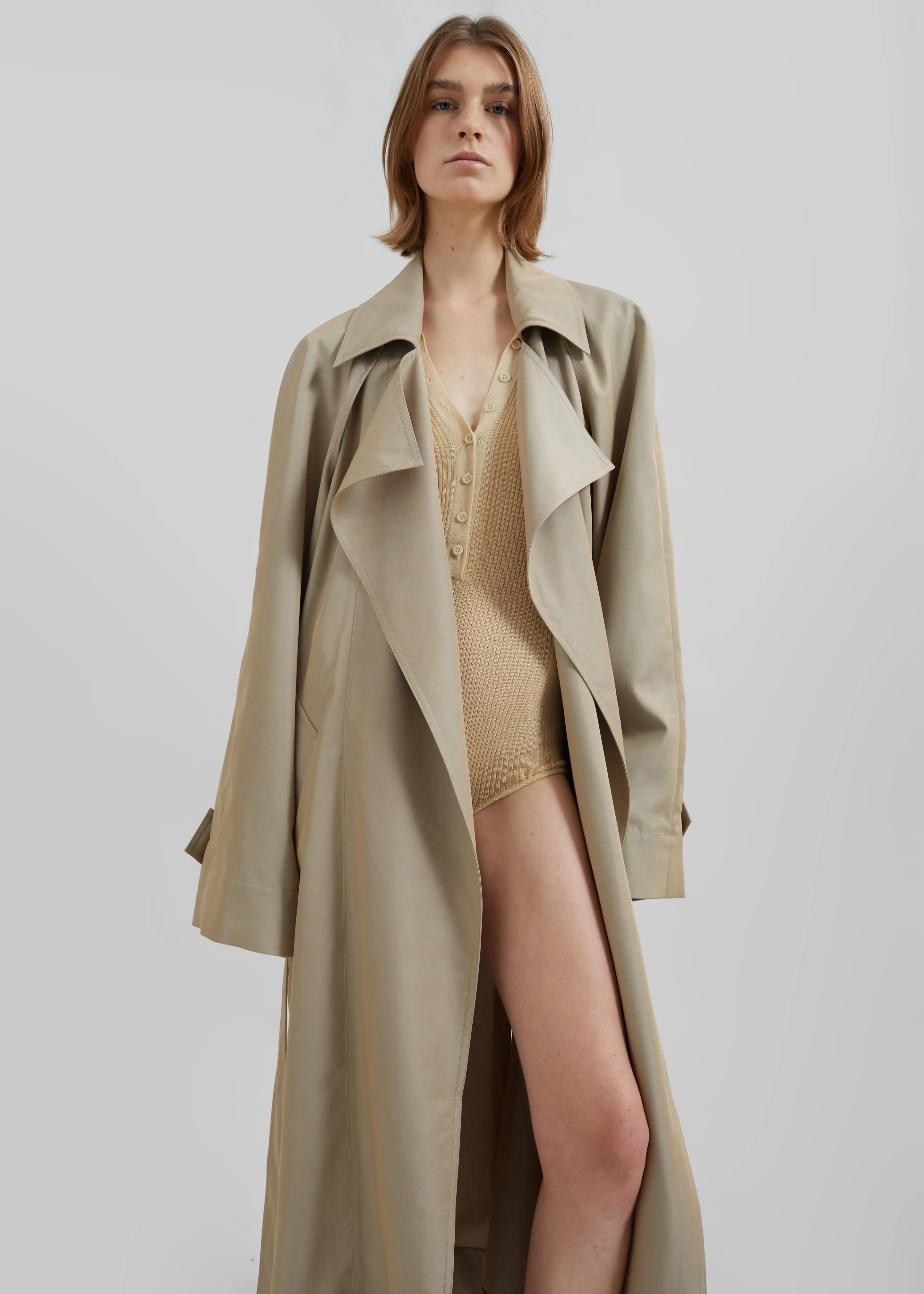 Astoria Cut-Out Raglan Sleeve Trench Coat - Beige
