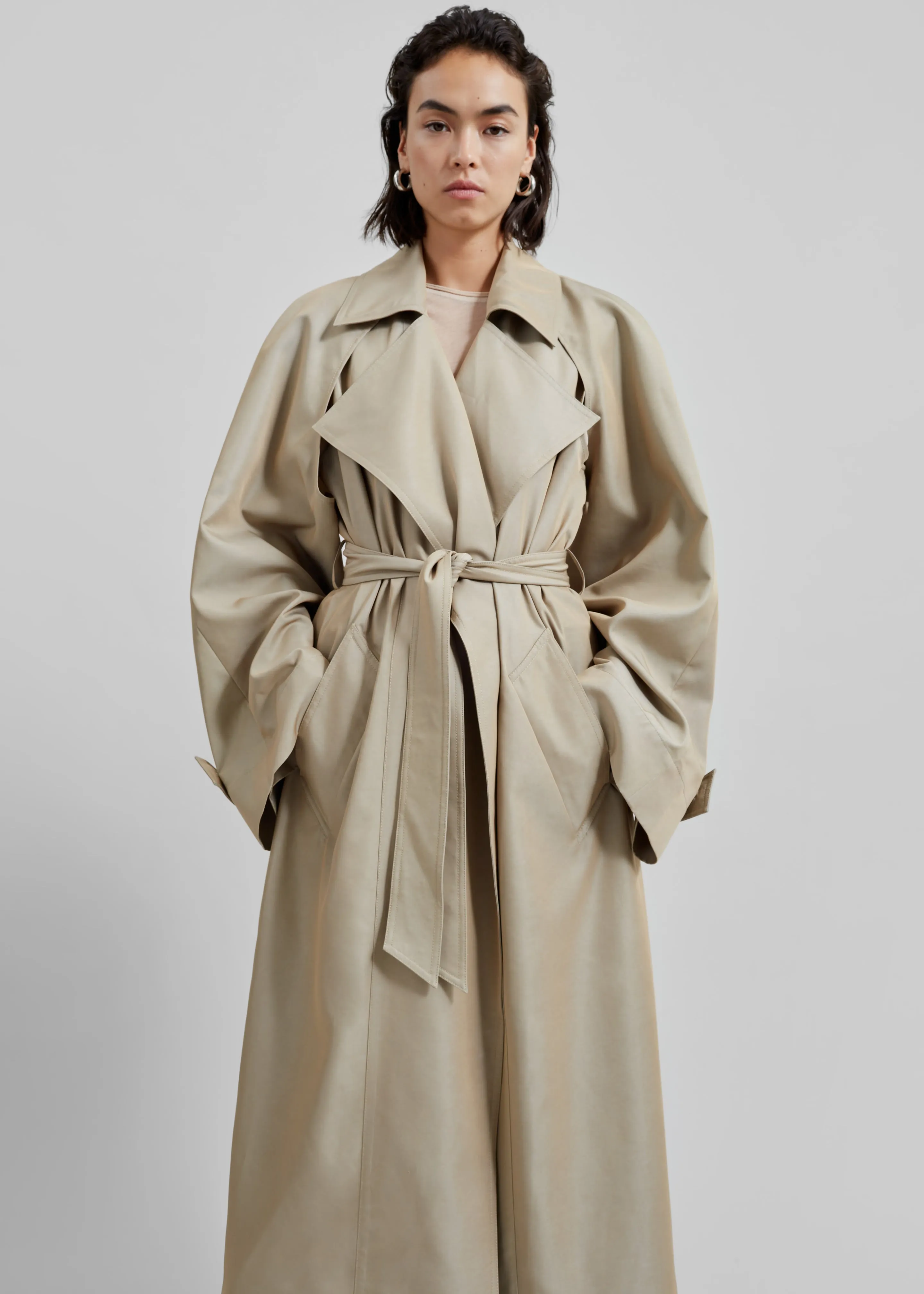 Astoria Cut-Out Raglan Sleeve Trench Coat - Beige