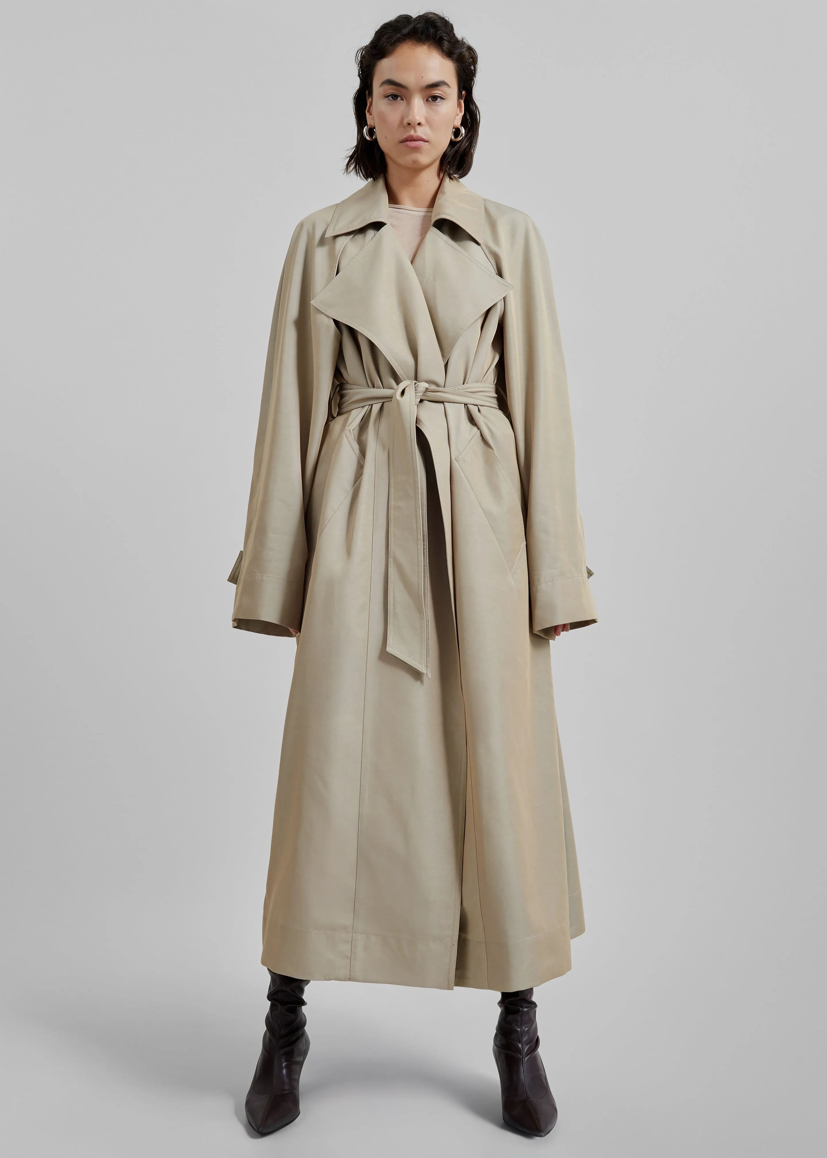 Astoria Cut-Out Raglan Sleeve Trench Coat - Beige