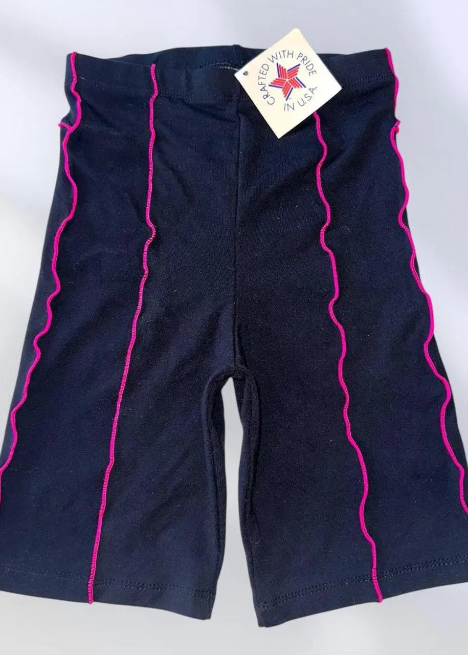 Athletic Black High-Waisted Bike Shorts Compression Flattering | USA-Made Vintage