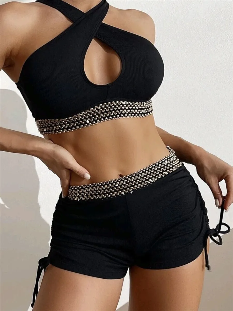 Bandage Bikinis 2023 Women Push Up Swimsuit