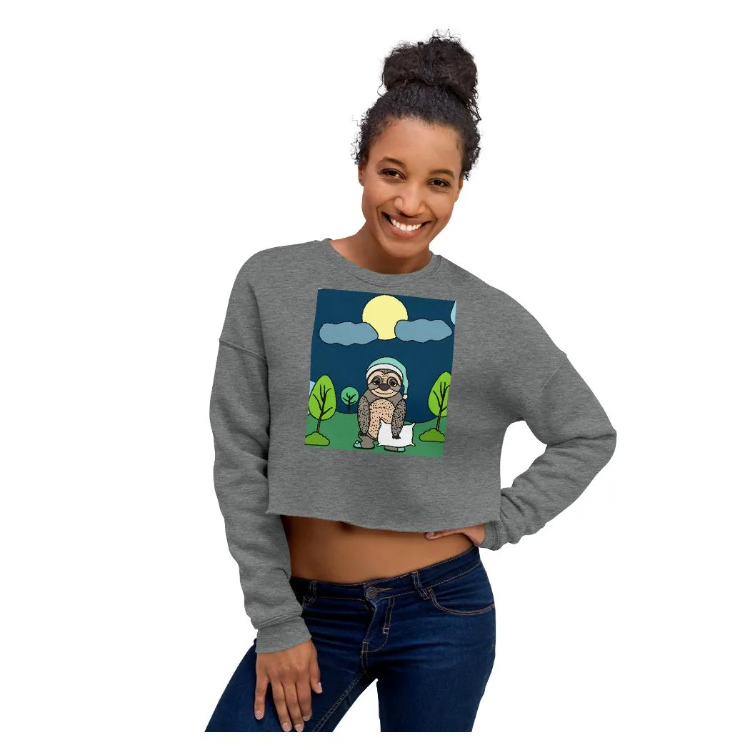 Bedtime Sloth Crop Sweatshirt