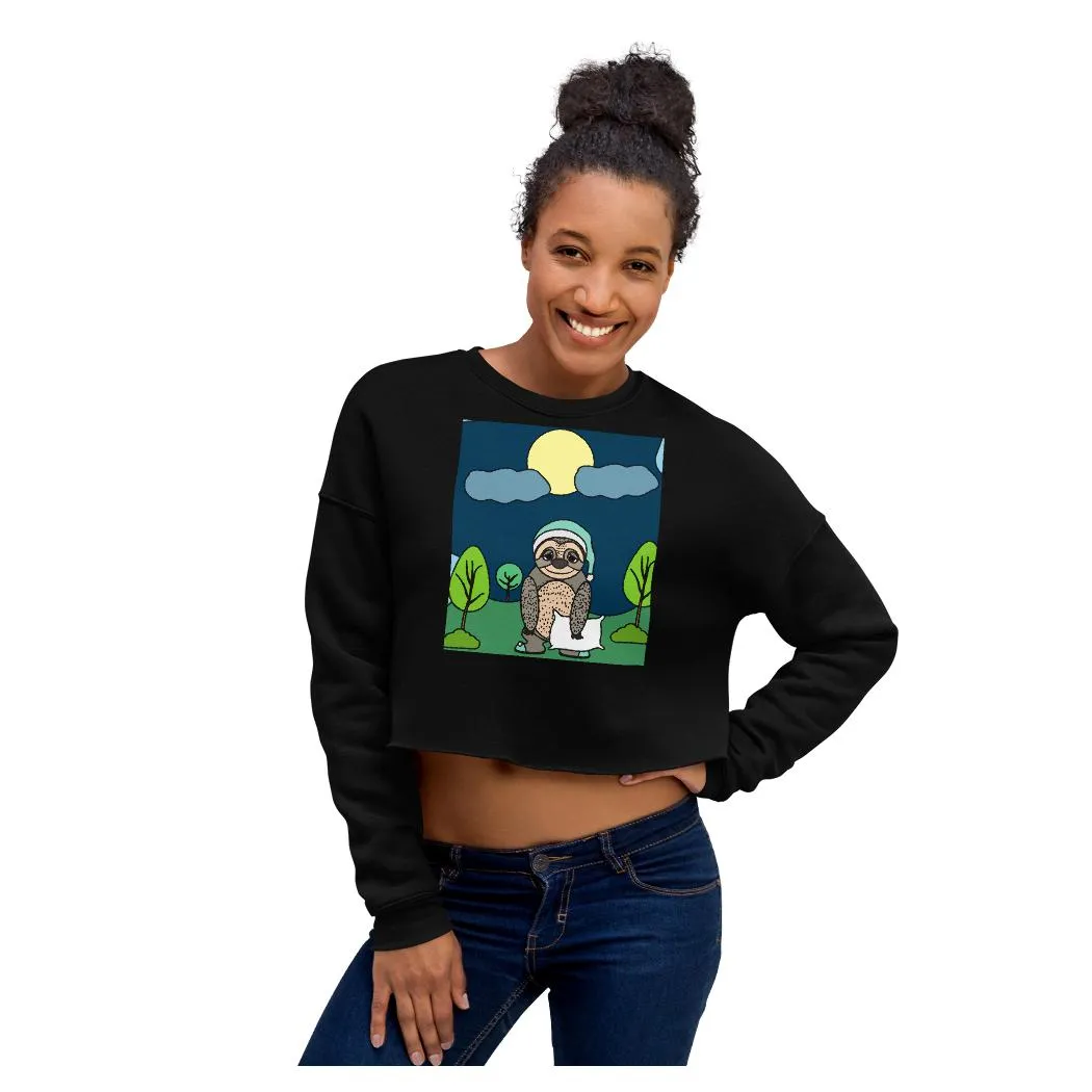 Bedtime Sloth Crop Sweatshirt
