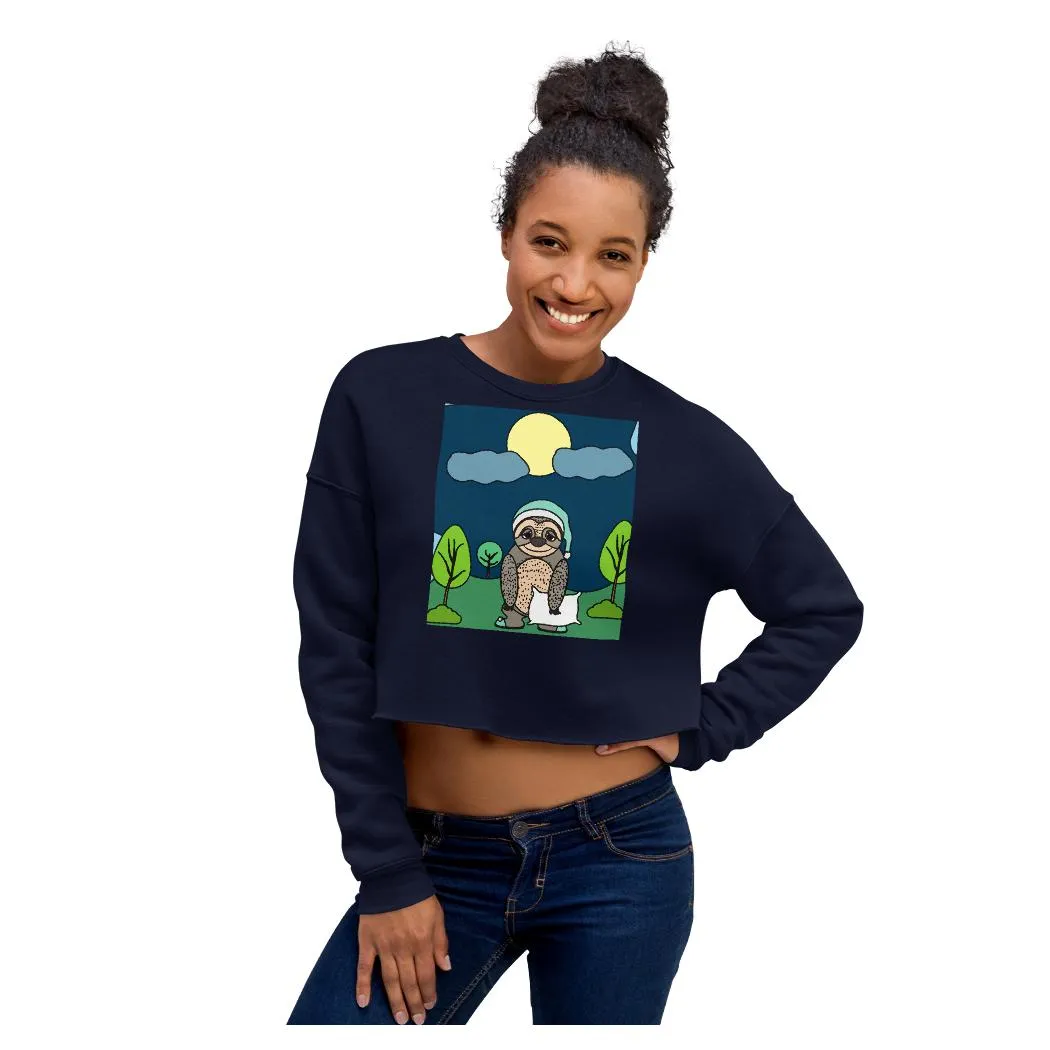 Bedtime Sloth Crop Sweatshirt