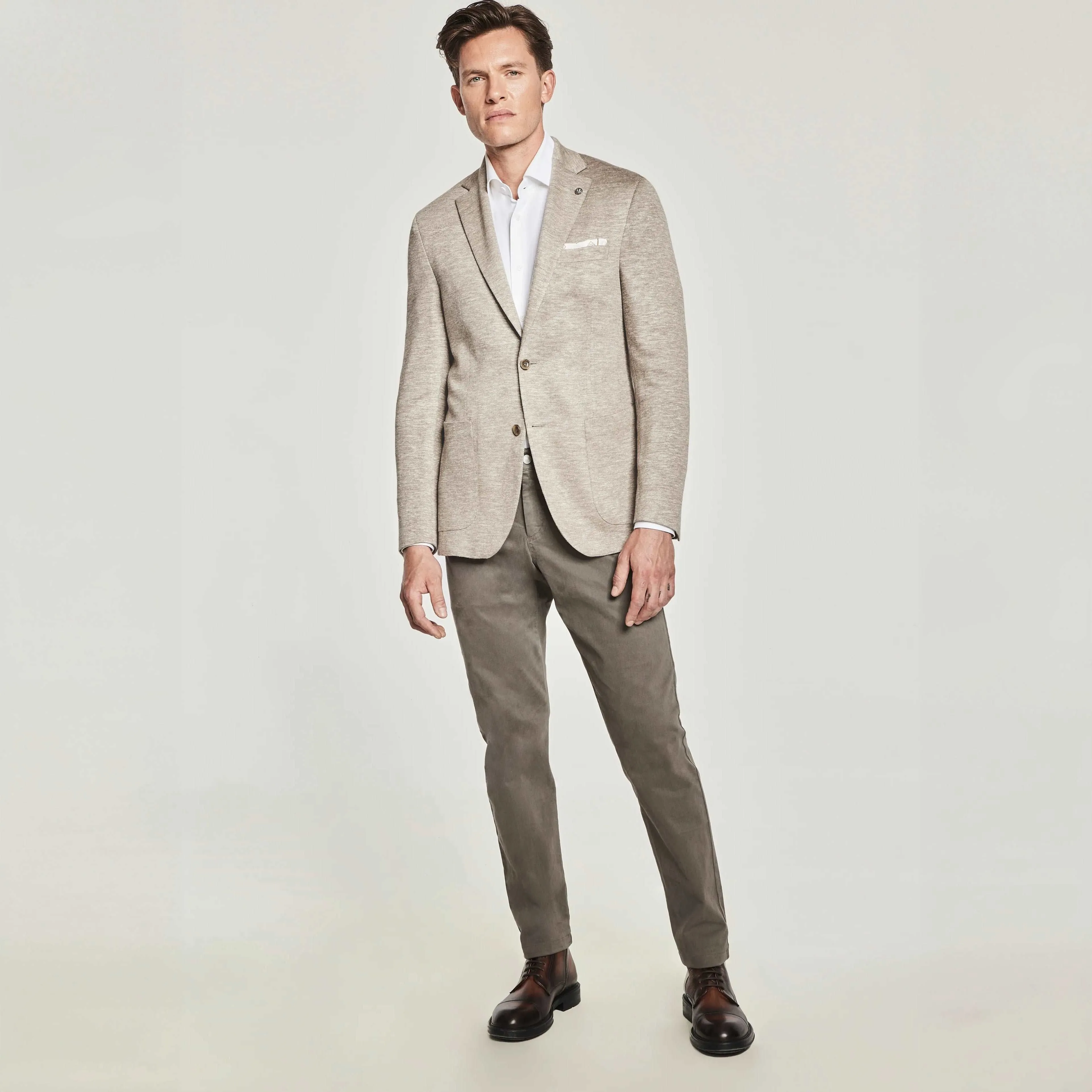 Beige Melange Queens Contemporary Fit Unconstructed Sport Jacket - Jack Victor