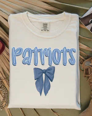 Bella or Comfort Colors Patriots Bow Shirt/ Lewisburg Patriots /Youth and Adult Sizes