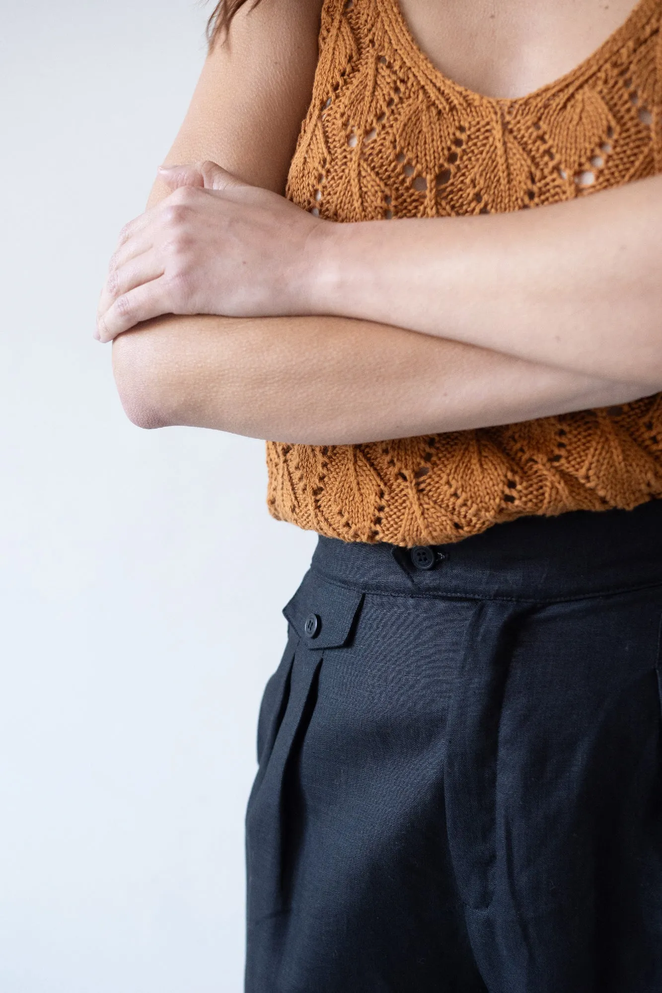 Bijoux Linen Pleated Trousers Black
