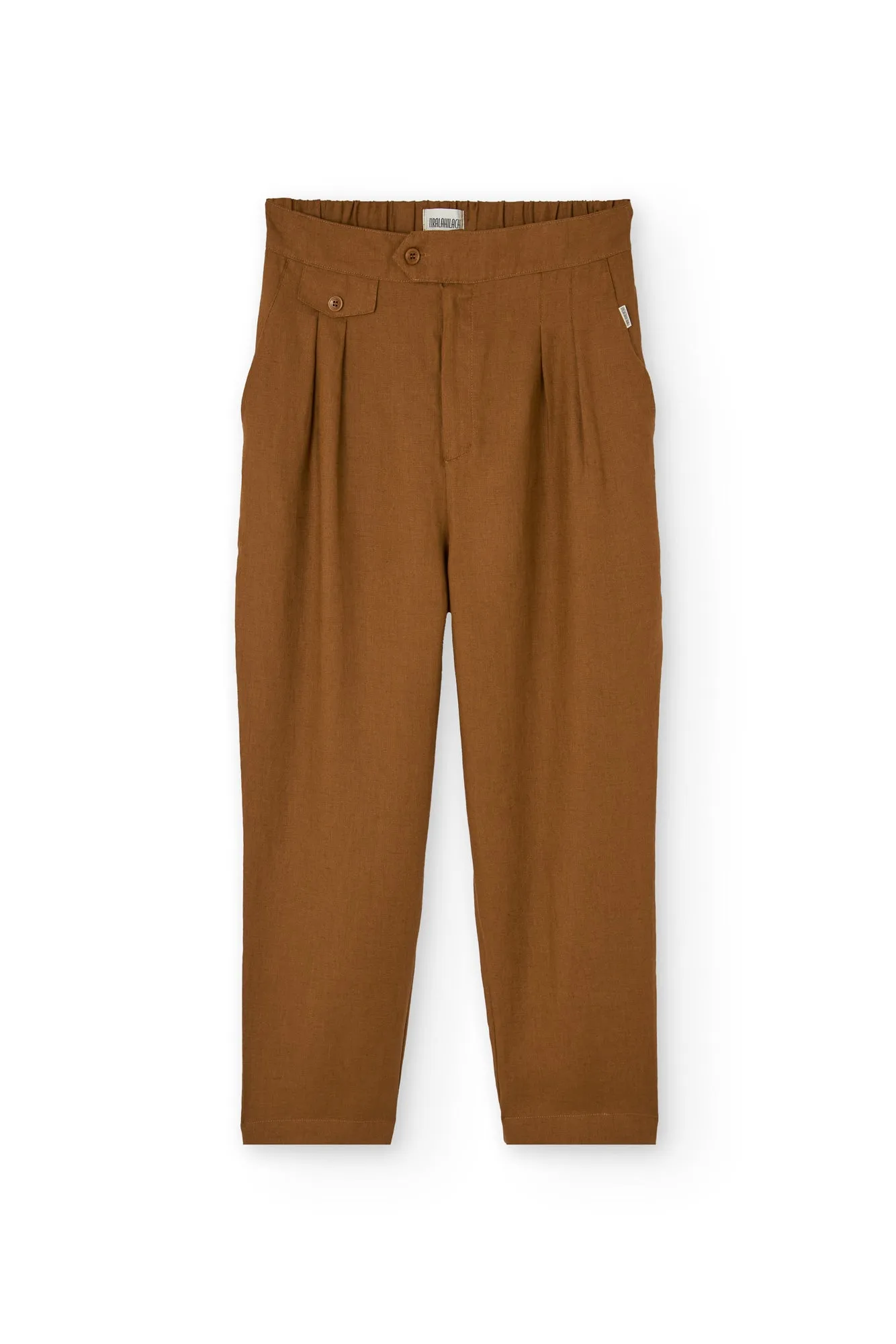 Bijoux Linen Pleated Trousers Terracotta