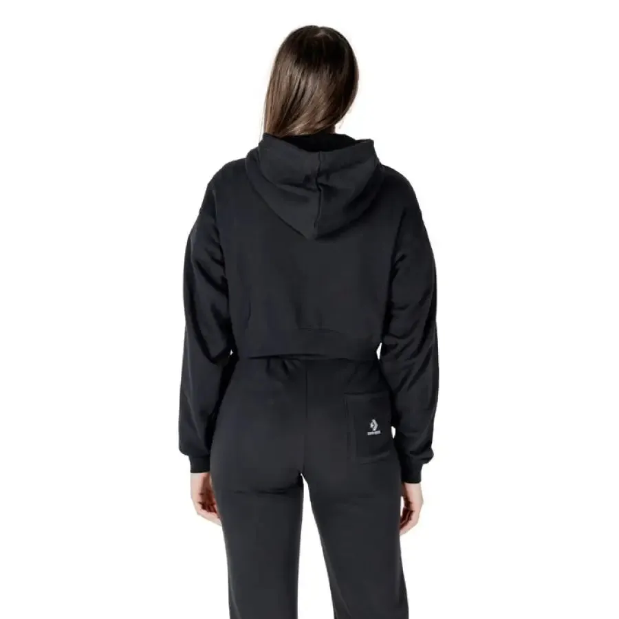 Black Converse Cropped Hoodie and Pants Set