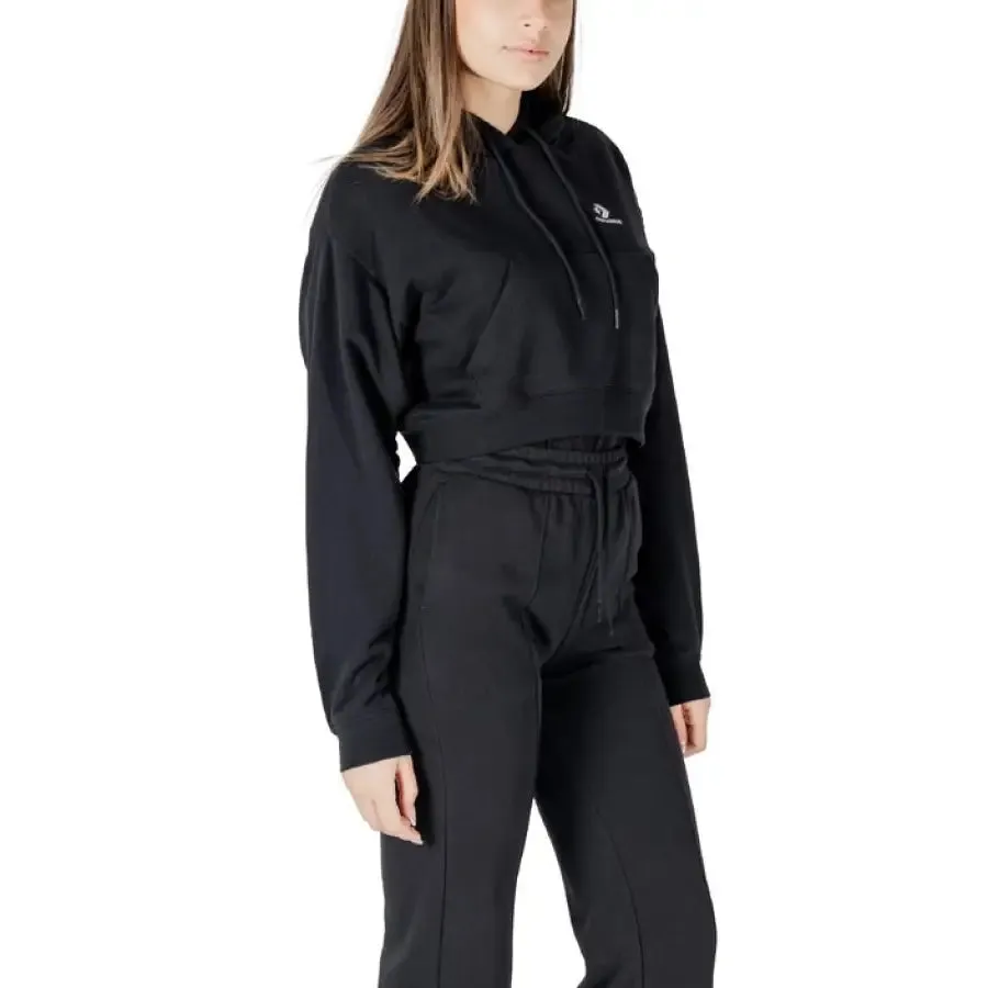 Black Converse Cropped Hoodie and Pants Set
