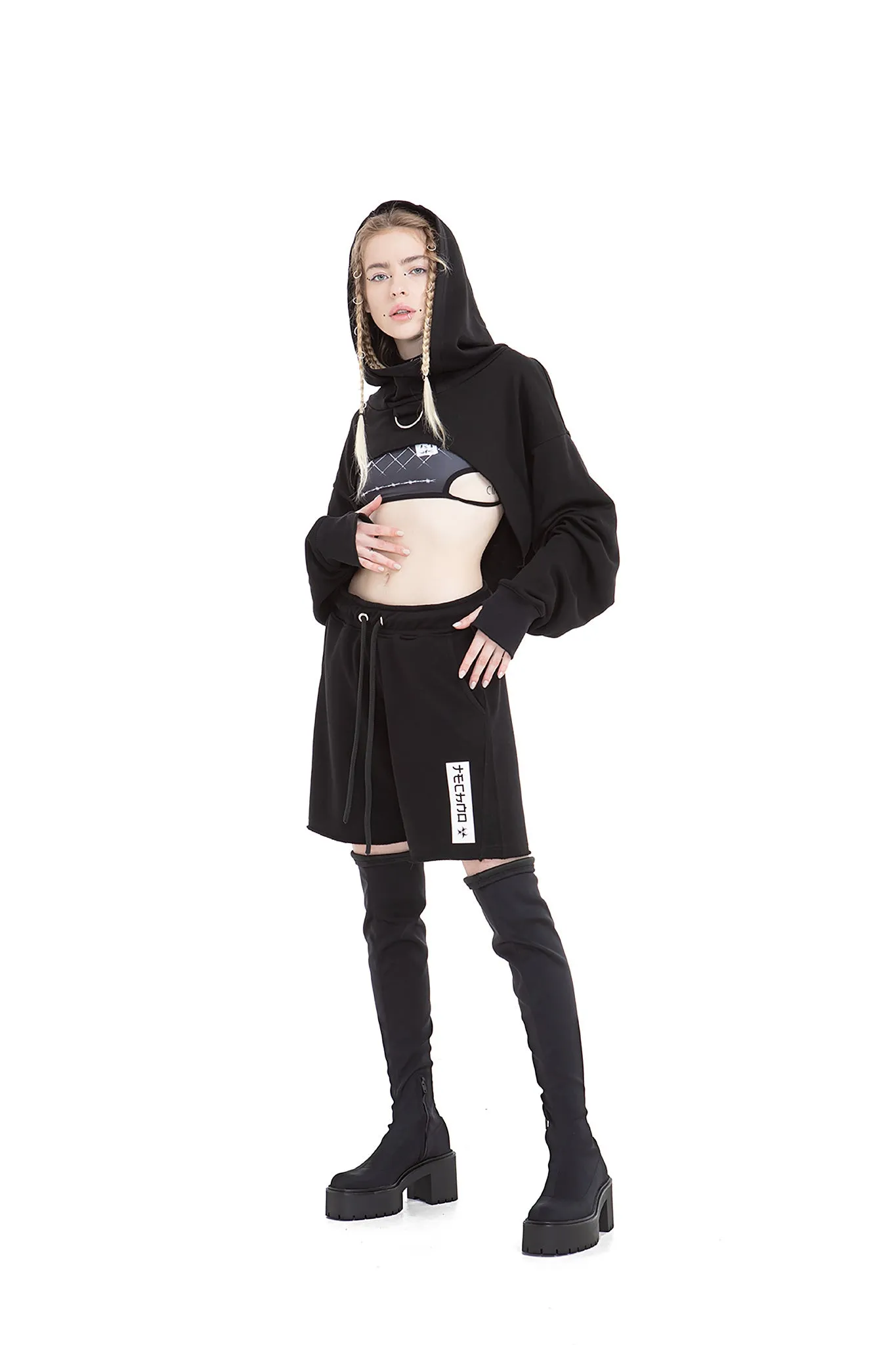 Black cropped hoodie