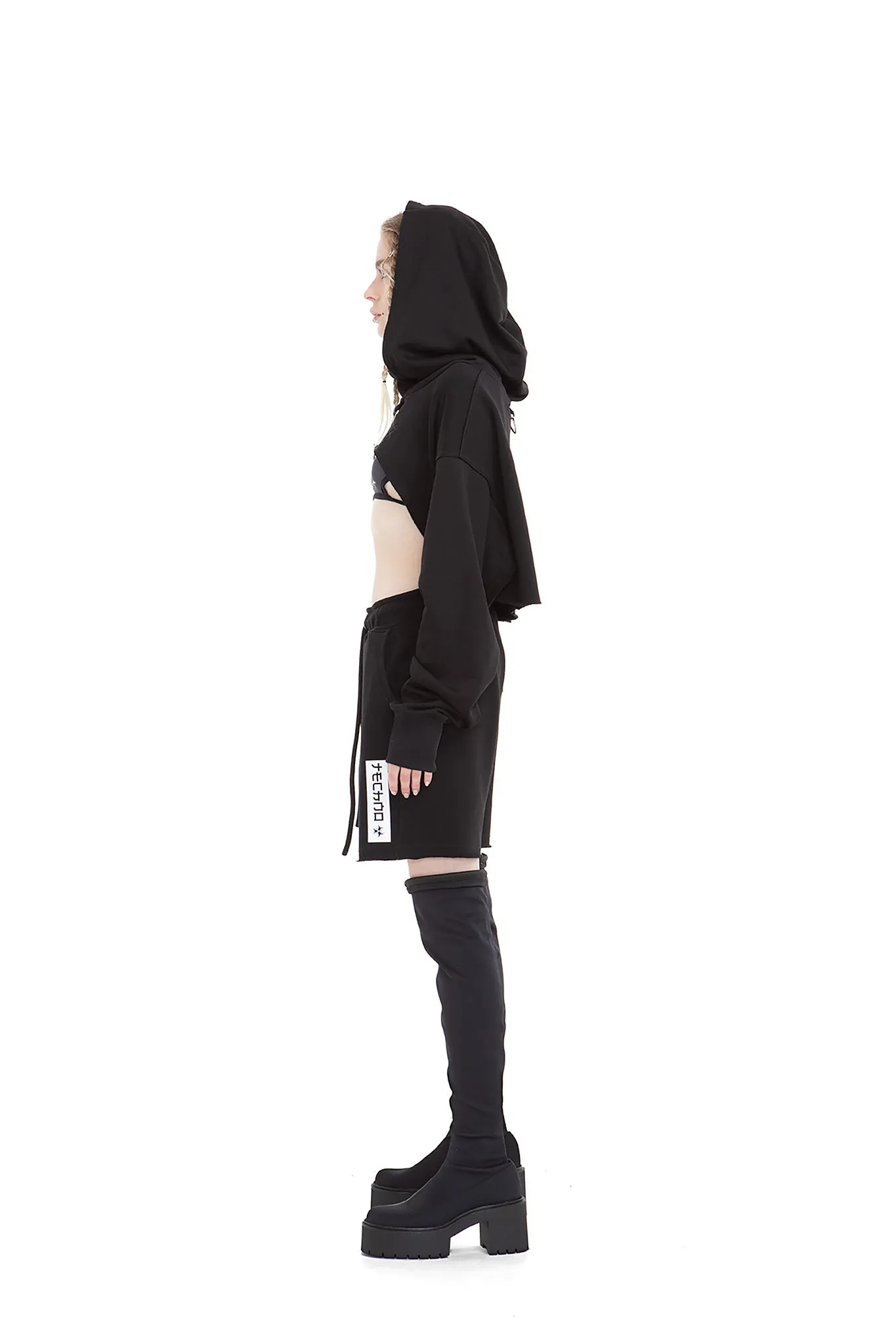 Black cropped hoodie