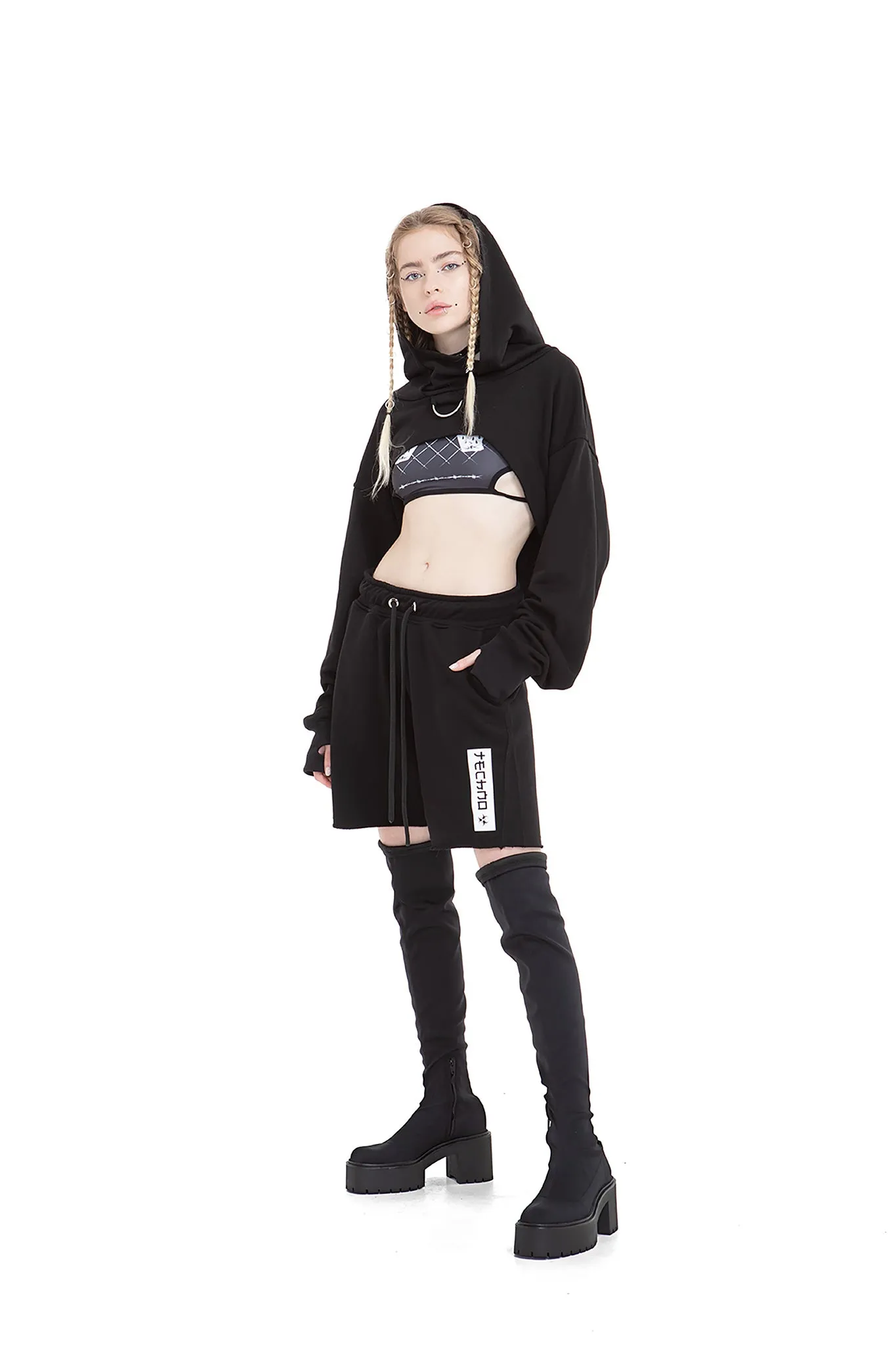 Black cropped hoodie