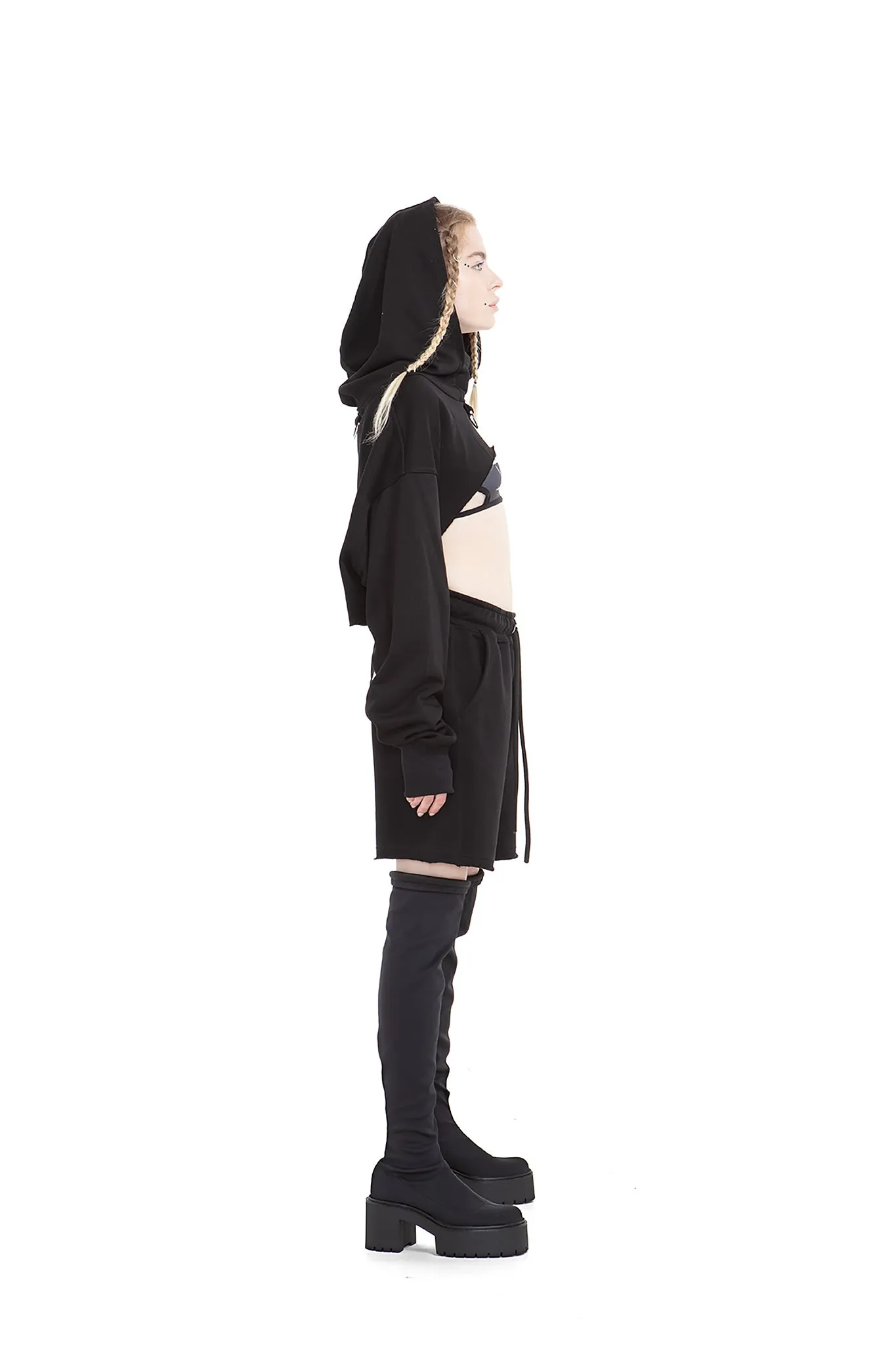 Black cropped hoodie