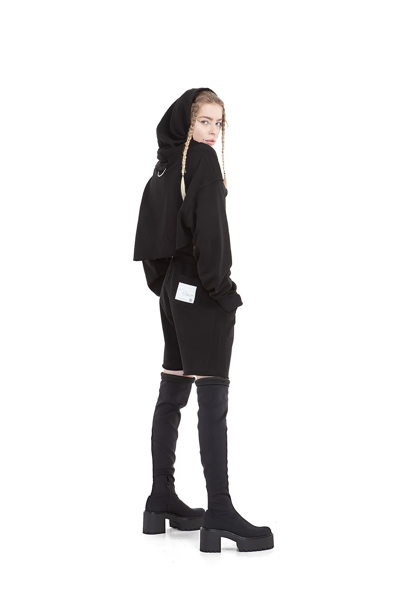 Black cropped hoodie