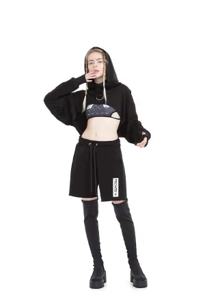 Black cropped hoodie