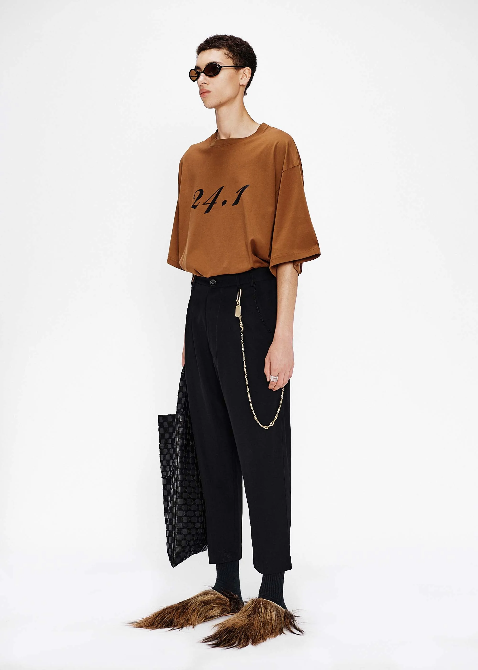 Black Cropped Pleated Trousers