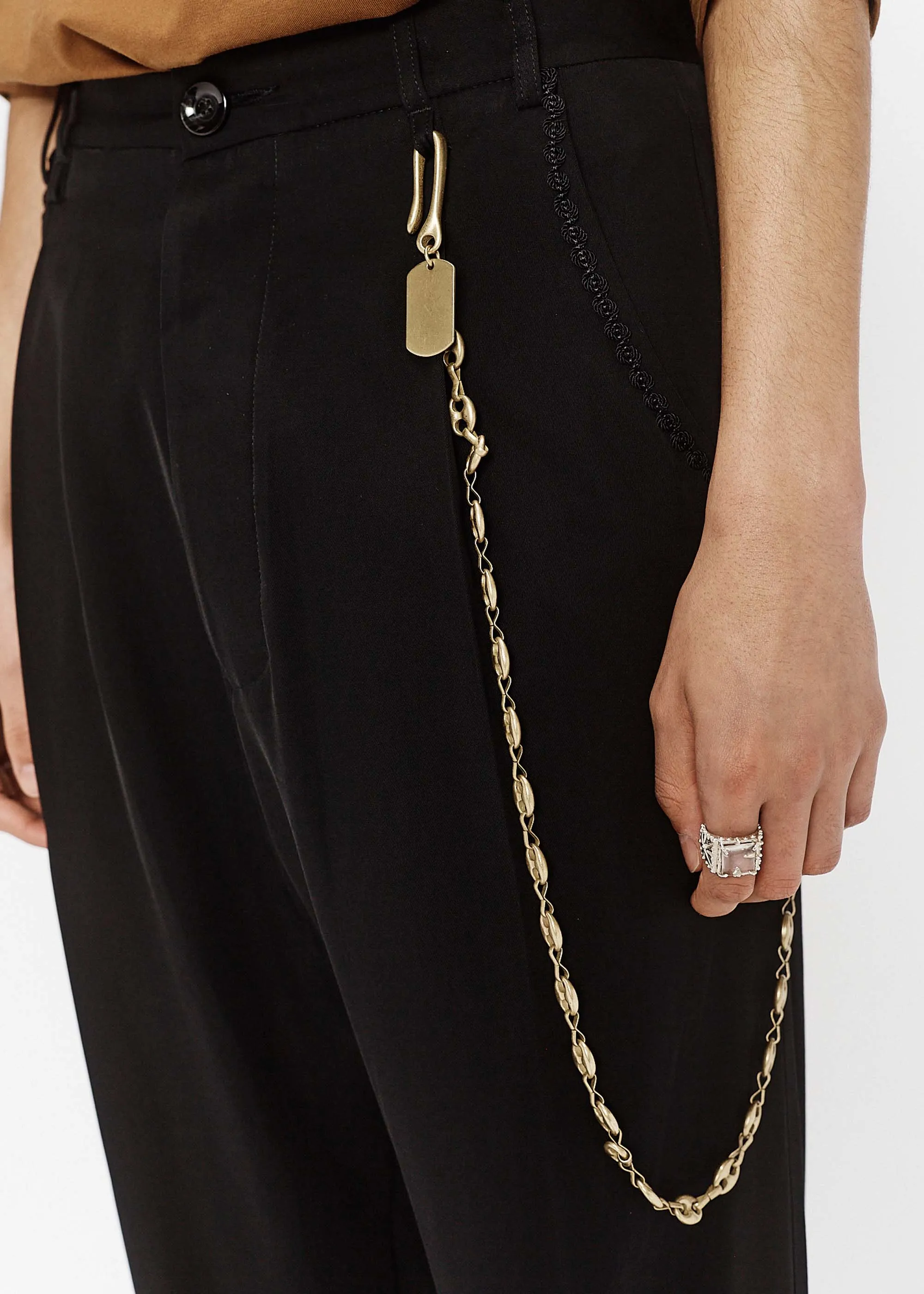 Black Cropped Pleated Trousers