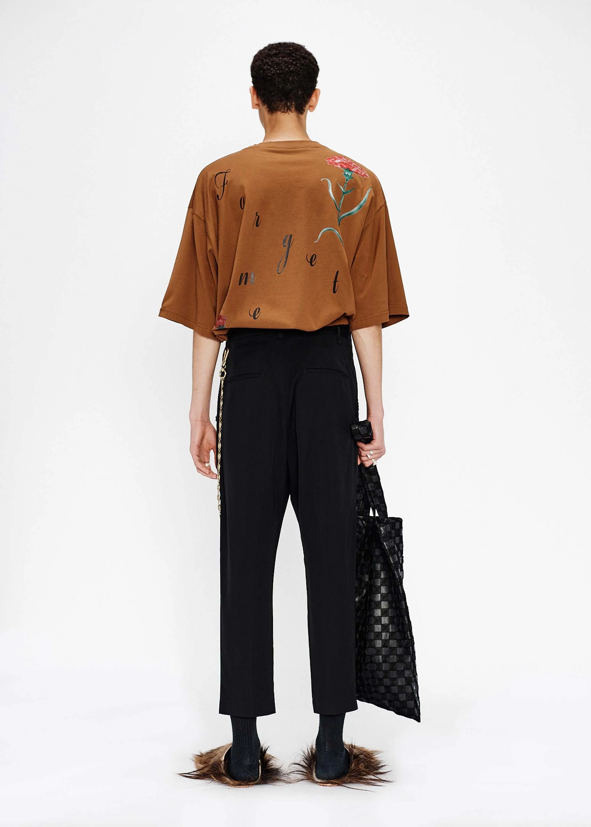 Black Cropped Pleated Trousers