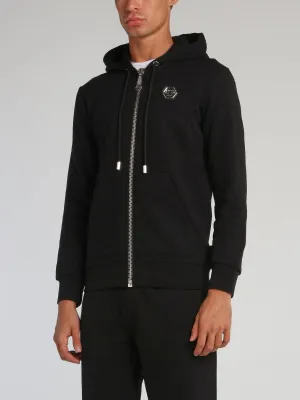 Black Rear Studded Logo Hoodie Sweatshirt