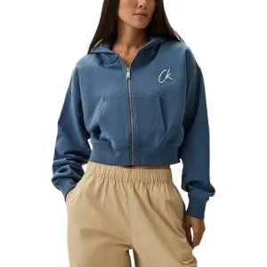 Blue Cropped Zip Up Hoodie