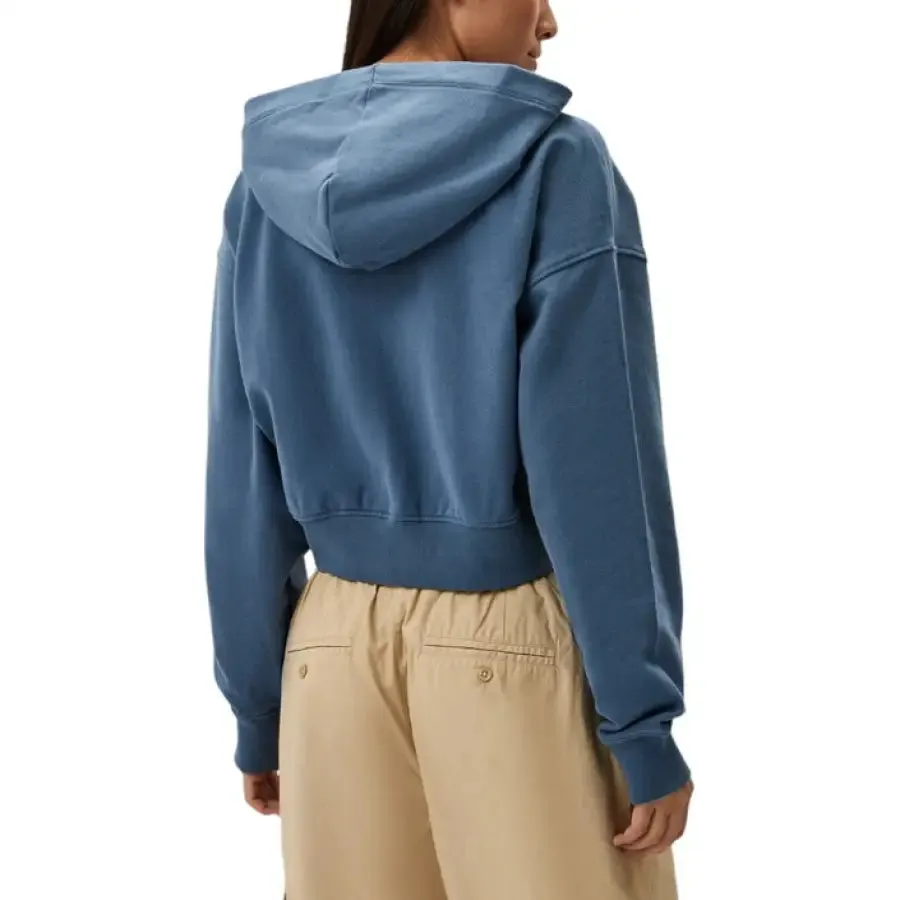 Blue Cropped Zip Up Hoodie