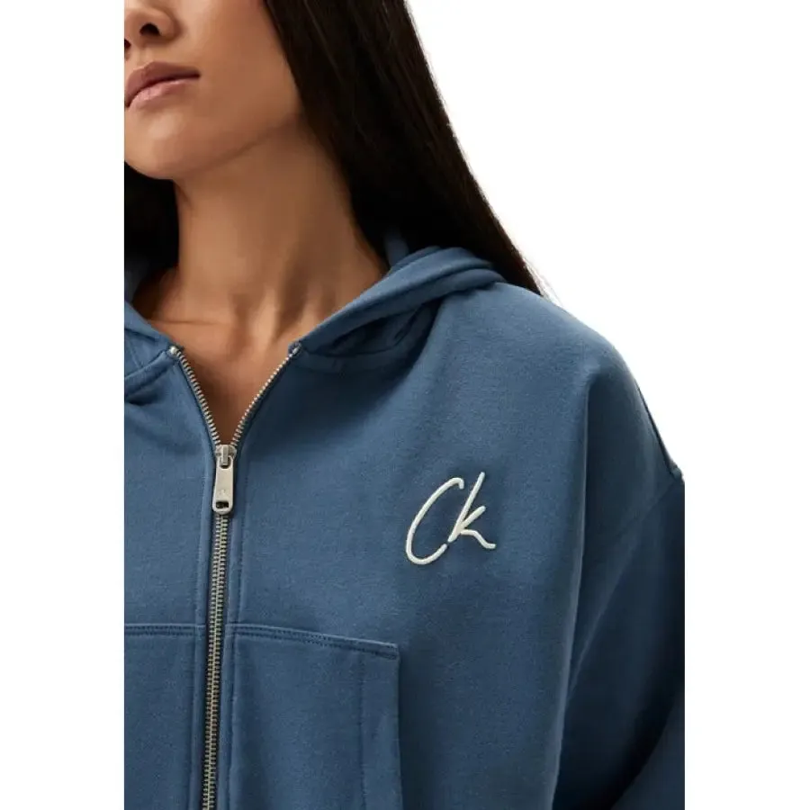 Blue Cropped Zip Up Hoodie