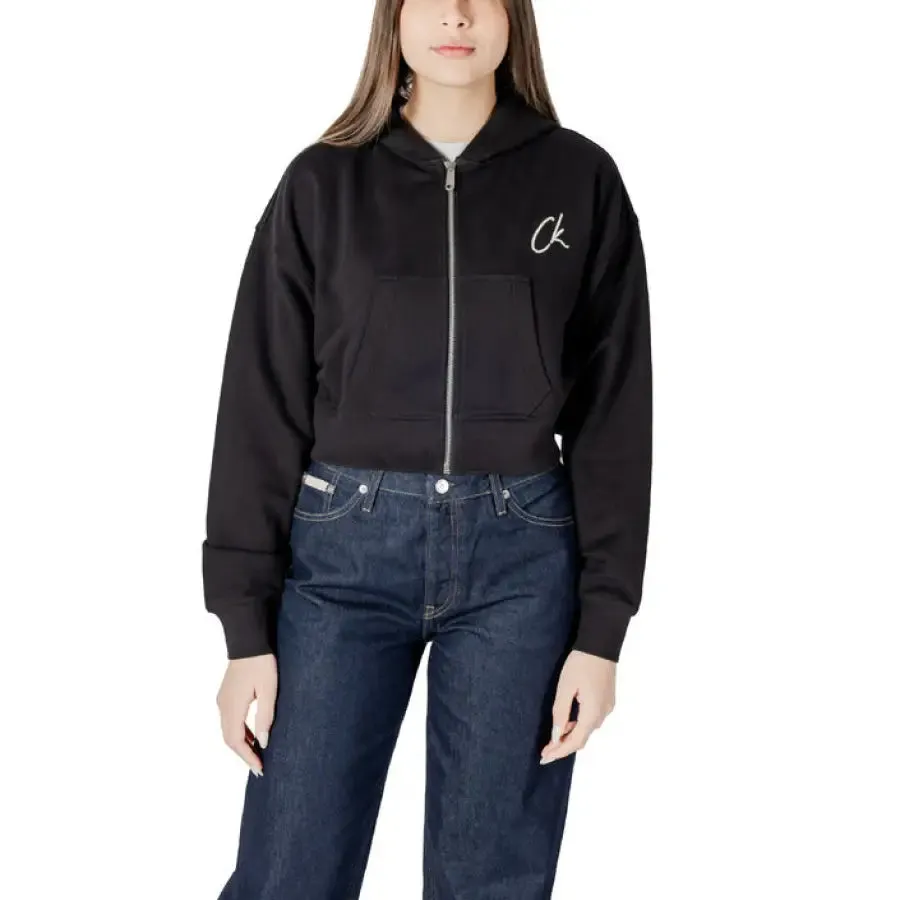 Blue Cropped Zip Up Hoodie