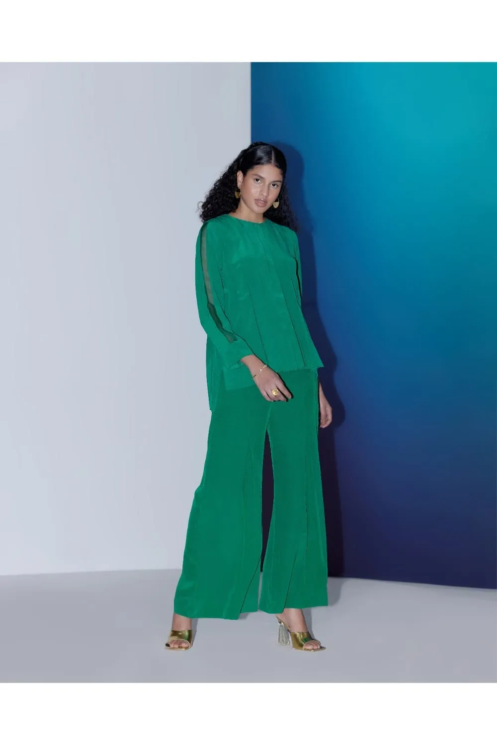 BOX PLEAT COORDS- EMERALD GREEN