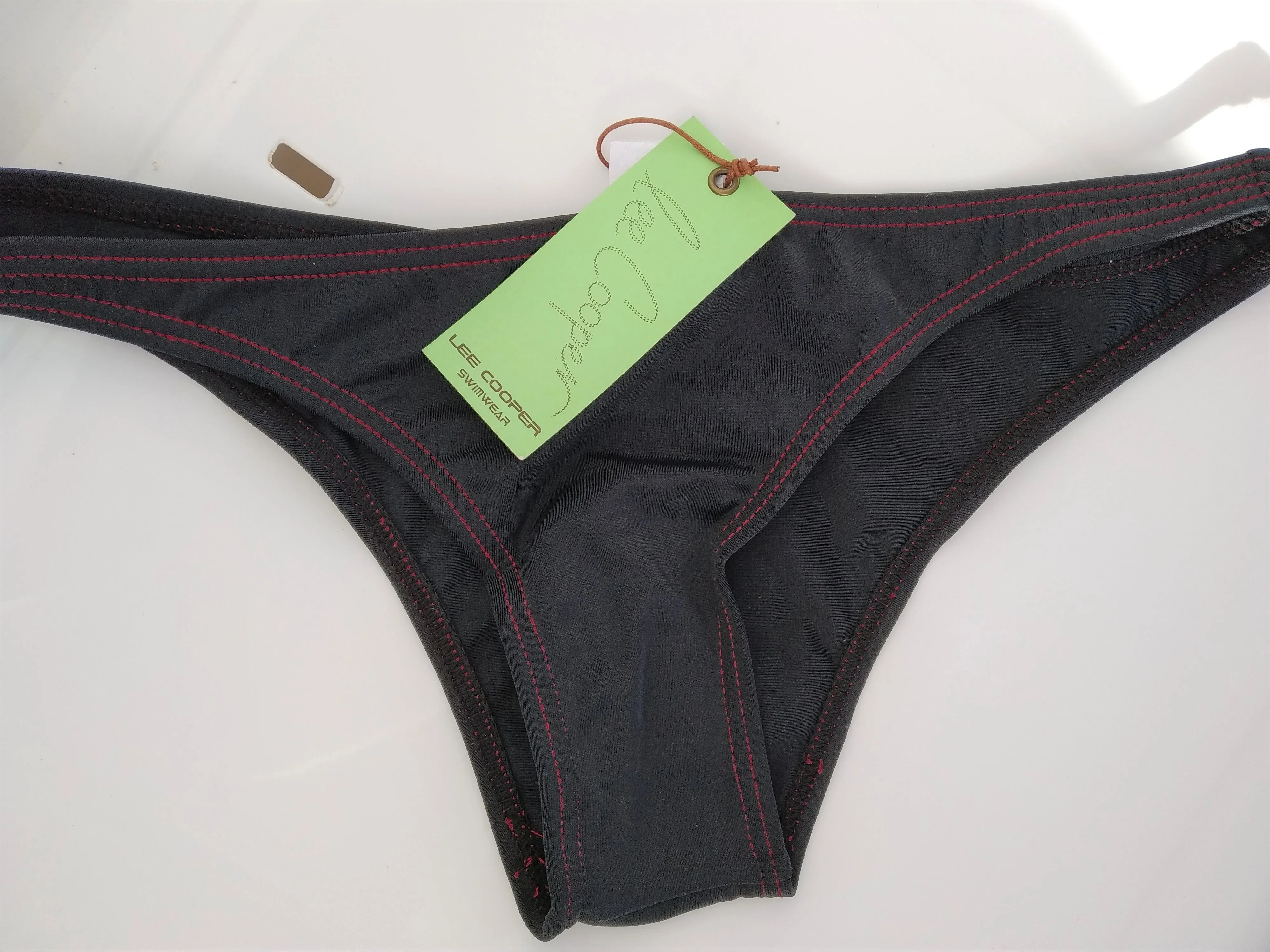 Brazilian Black Bikini Bottom, seashell decoration
