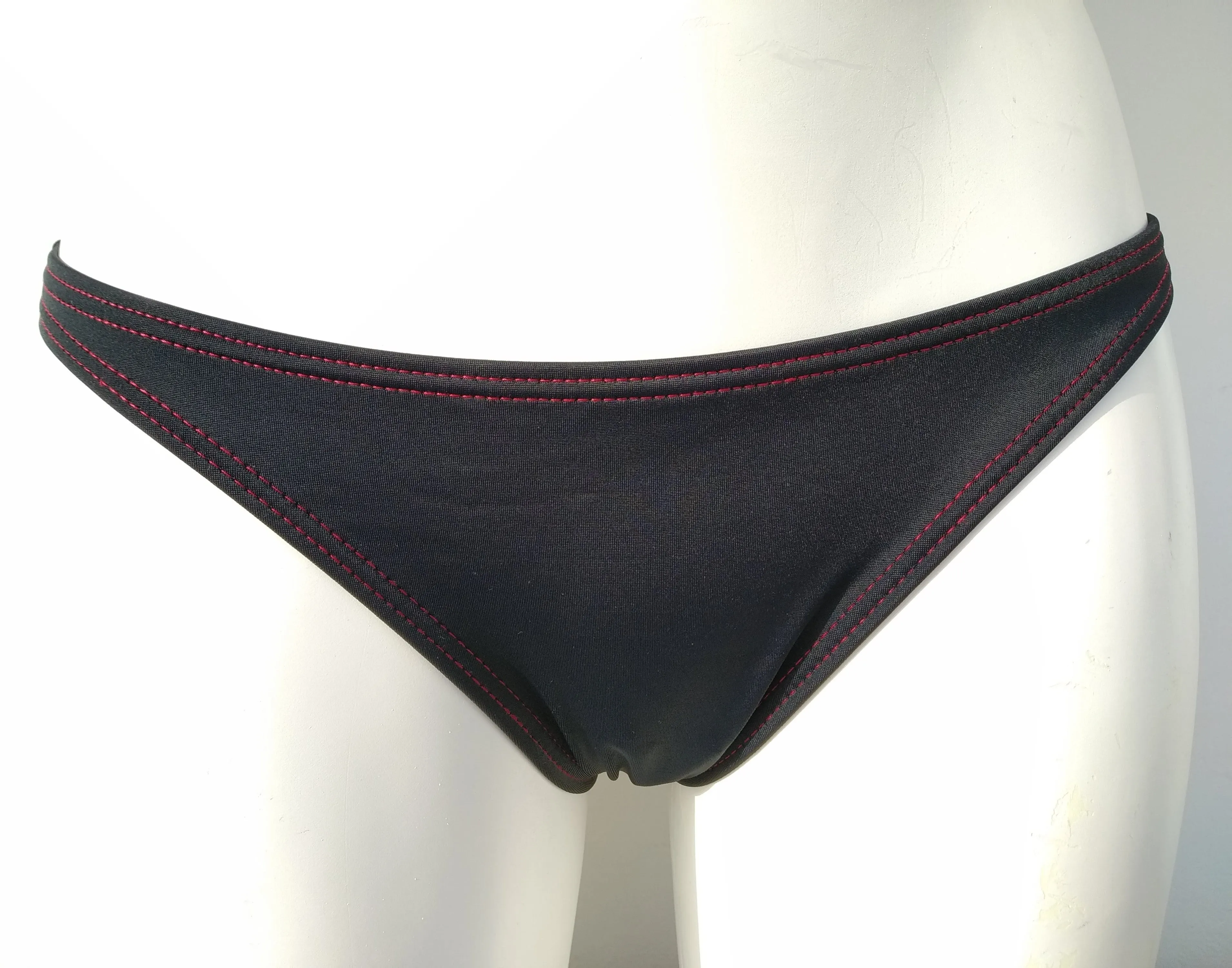 Brazilian Black Bikini Bottom, seashell decoration