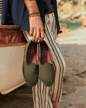 Brummel Lyocell Linen Blend Slippers - Q78VM - Luca Rubinacci x Manebí Military Green