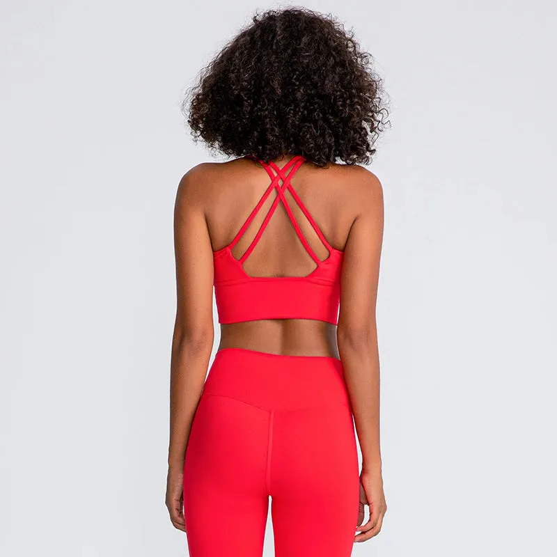Brushed Naked Feel Yoga Set for Women - 2 Piece High Waist Gym Leggings and Padded Sports Bra