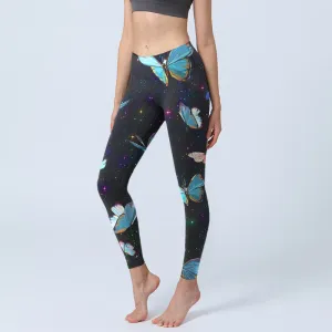 Buddha Stones Butterfly Star Sky Print Exercise Leggings Women's Yoga Pants