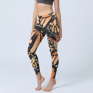 Buddha Stones Yellow Butterfly Print Exercise Leggings Women's Yoga Pants