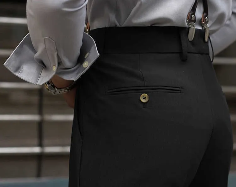 Business Straight Fit Pleated Trousers