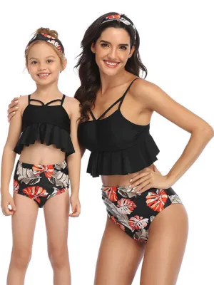 Cami Ruffle Hem Top Mommy And Me Matching Bikinis